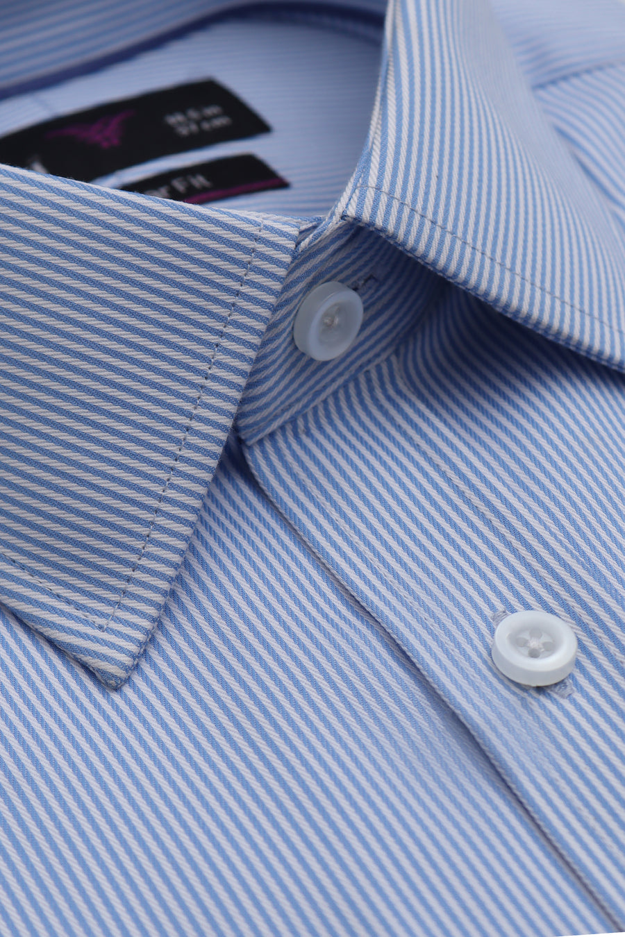 Blue & White Regular Fit Dress Shirt – Soft Luxury Finish