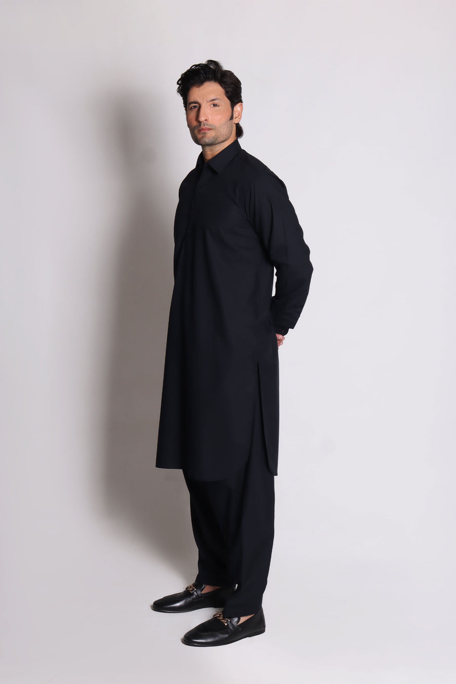 Navy Micro Texture Shalwar Kameez