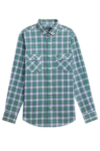 Green Double Pocket Check Casual Shirt