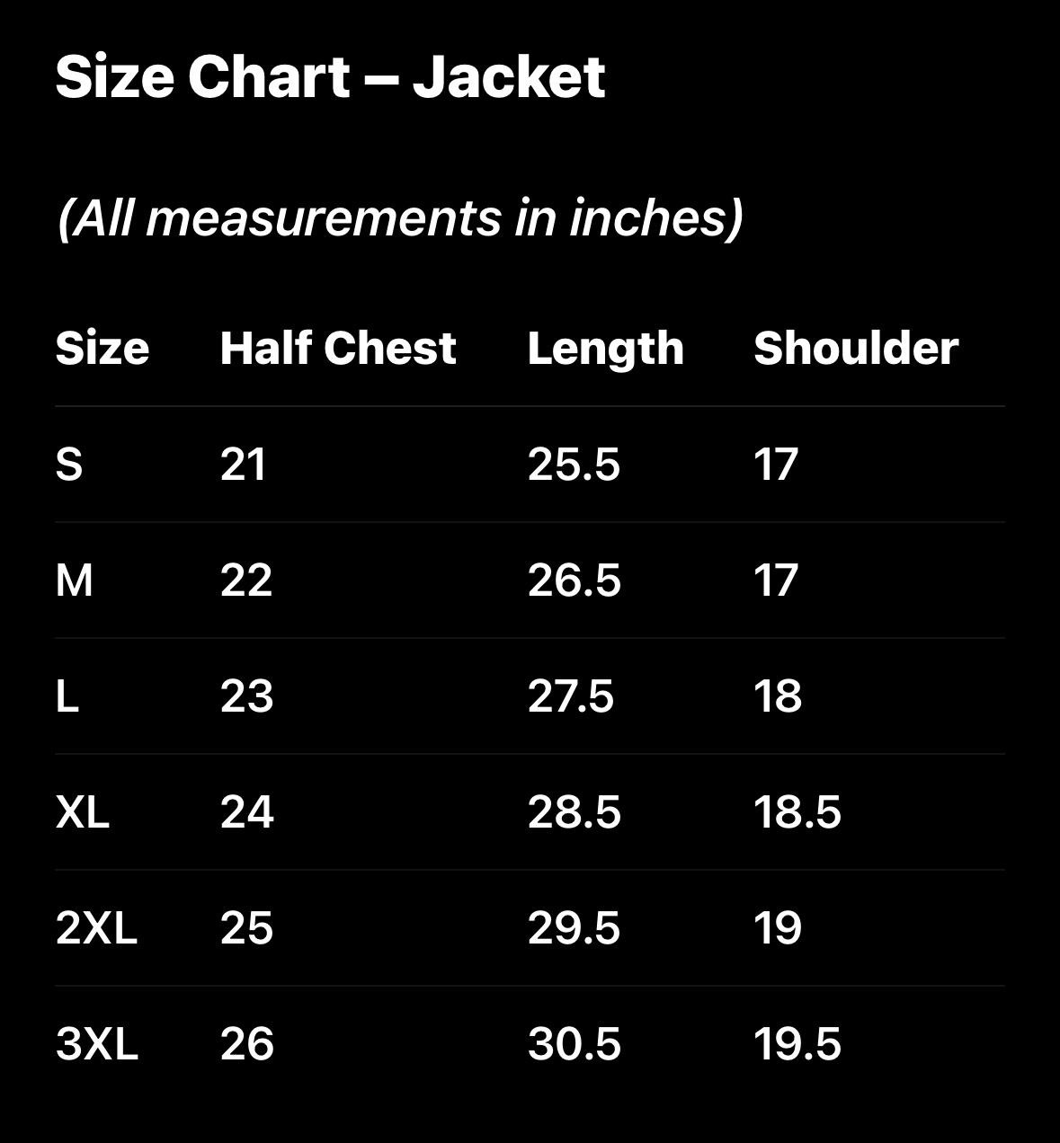 Size Chart