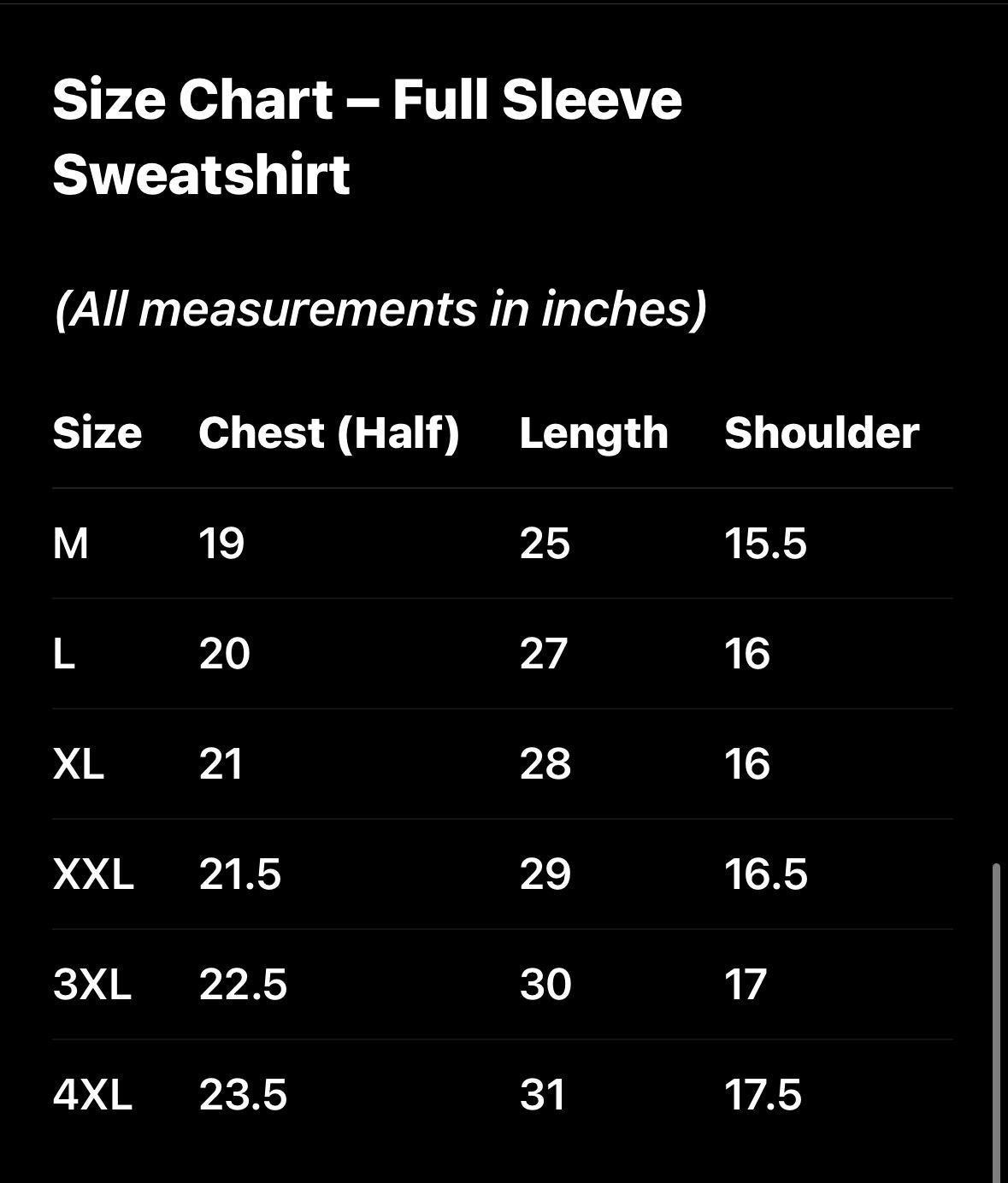 Size Chart